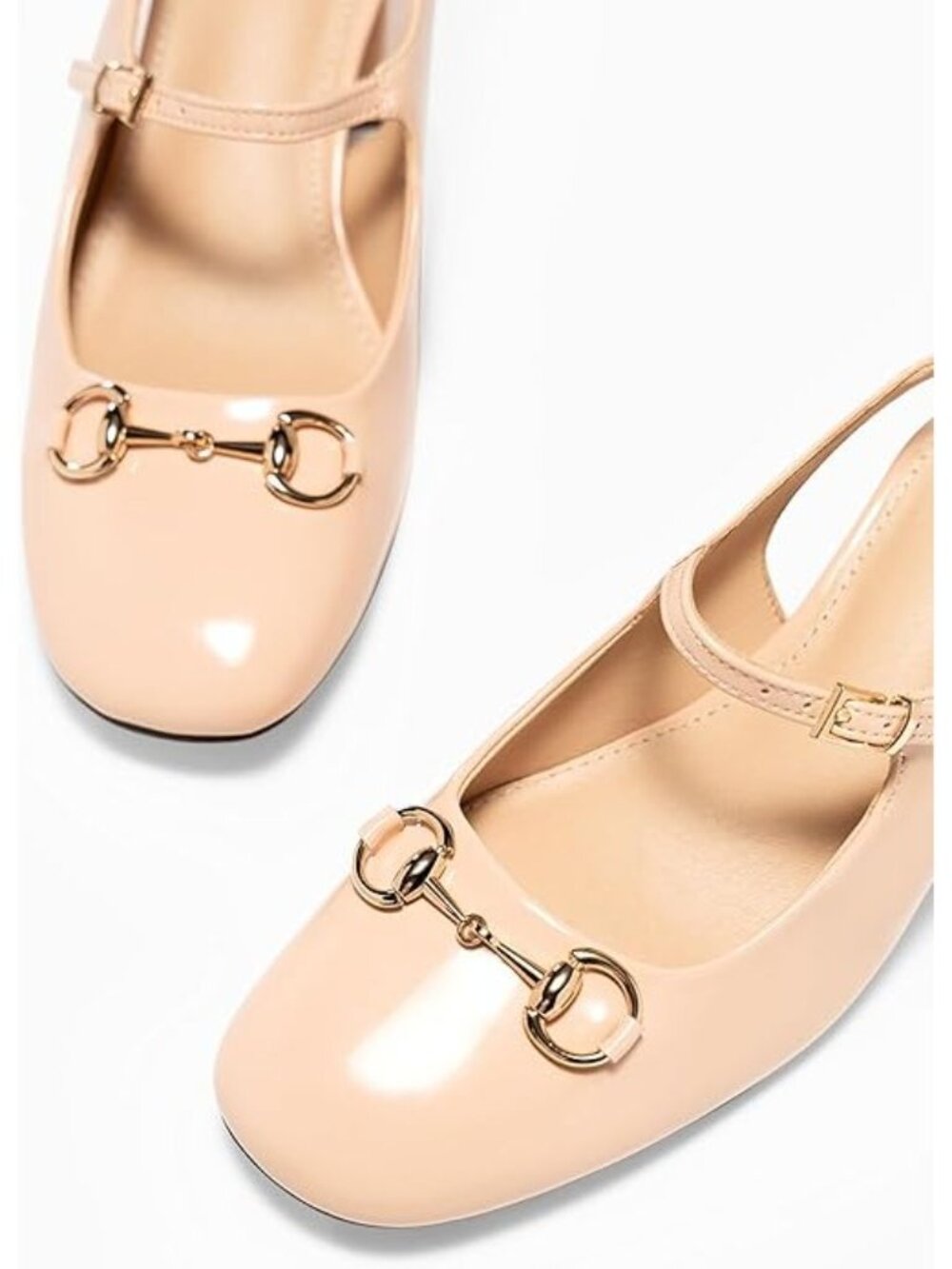 PiePieBuy Size 8.5 Pumps Slingback 2.2-Inch Block Heel Glossy Patent Leather - Picture 2 of 7